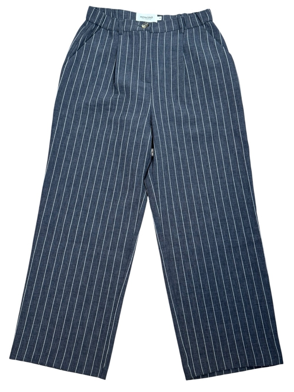 Indi & Cold Jared Gray Pinstripe Cropped Trousers Pants Size 38 US 6